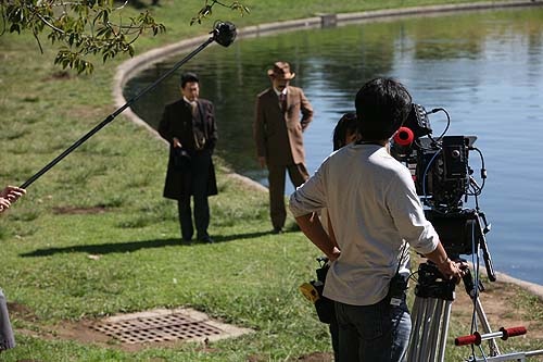 映画「TAKAMINE アメリカに桜を咲かせた男」の撮影風景