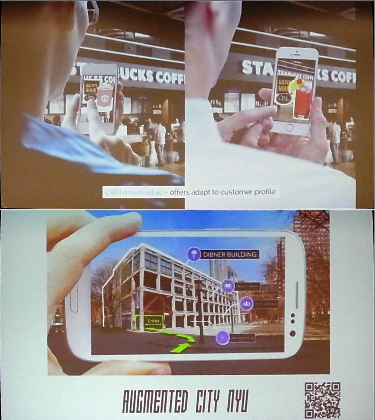 (上)INS社によるVienna空港のARナビ・マップ(下)ニューヨーク大付属工科大学の学内ARナビ・マップ
